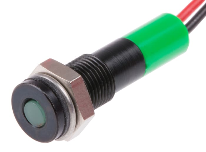 Voyant LED lumineux  Vert RS PRO, dia. 6mm, 12V c.c., taille de la lampe 3 mm, IP67