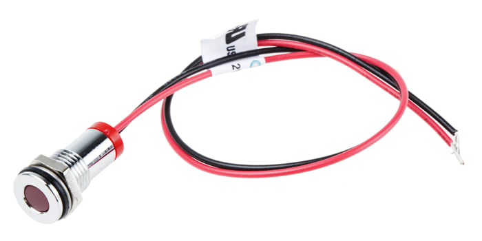 RS PRO Red Panel Mount Indicator, 2V dc, 8mm Mounting Hole Size, Lead Wires Termination, IP67