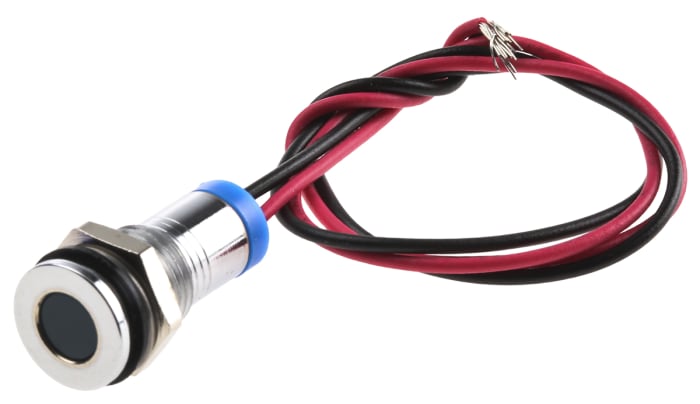 RS PRO Blue Panel Mount Indicator, 2V dc, 8mm Mounting Hole Size, Lead Wires Termination, IP67