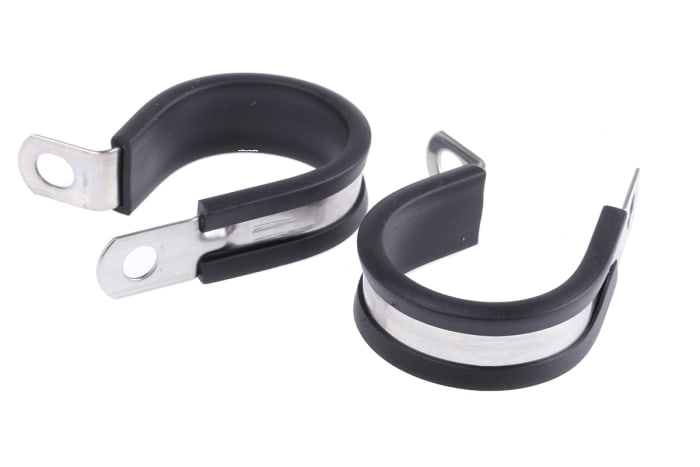 Clip en P, Acier inoxydable 304 BS304, Revêtement en Élastomères thermoplastiques (TPE) Noir, Diamètre intérieur 29mm
