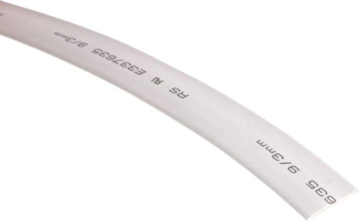 RS PRO Heat Shrink Tubing, White 9mm Sleeve Dia. x 5m Length 3:1 Ratio