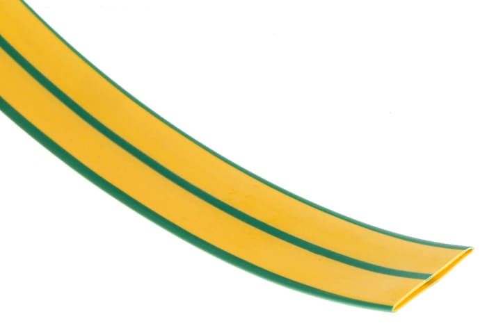 RS PRO Heat Shrink Tubing, Green, Yellow 9mm Sleeve Dia. x 5m Length 3:1 Ratio