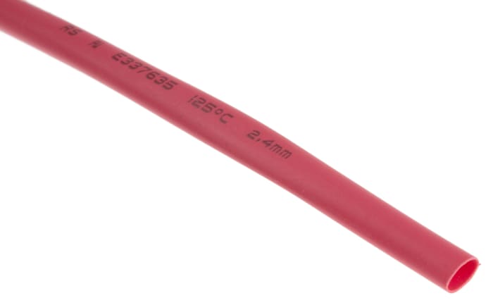 Gaine thermorétractable RS PRO, Diam. 2.4mm, Long. 10m, Rétreint 2:1, Rouge