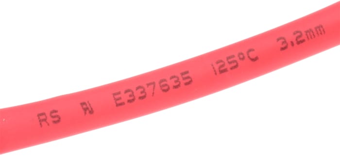 Gaine thermorétractable RS PRO, Diam. 3.2mm, Long. 10m, Rétreint 2:1, Rouge