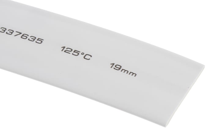RS PRO Heat Shrink Tubing, White 19mm Sleeve Dia. x 5m Length 2:1 Ratio