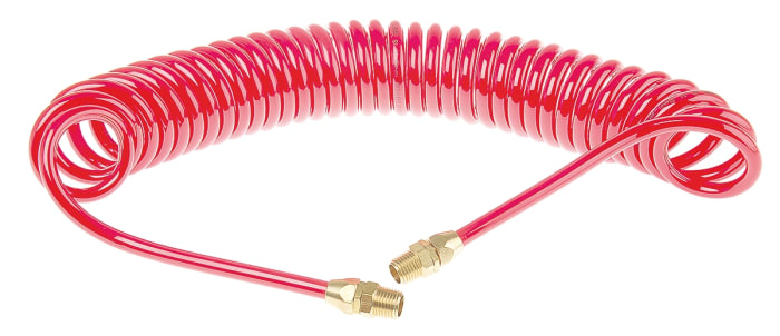 Manguera en espiral RS PRO serie USB de poliuretano Rojo Claro, conexión R 1/4, longitud máx. 4m