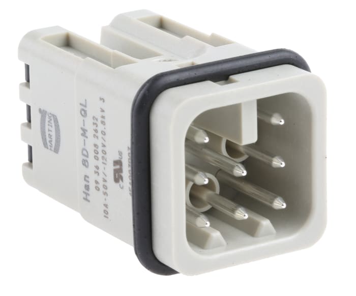 Embout à raccordement rapide HARTING série Han D, 8 contacts , 10A, Mâle