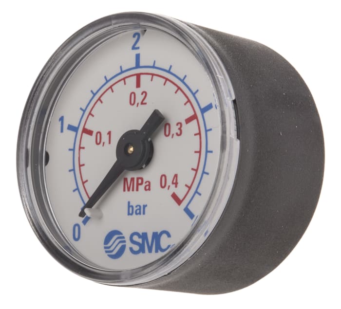 SMC Analogue Pressure Gauge 0.4MPa Back Entry 40mm Outside Diameter