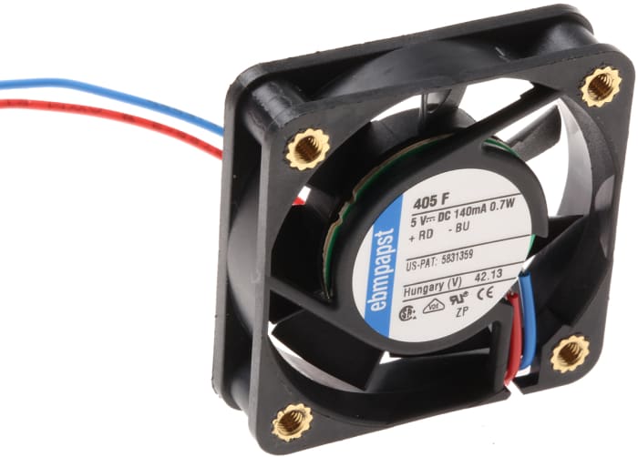 ebm-papst 400 F Series Axial Fan, 5 V dc, DC Operation, 8m³/h, 700mW, 40 x 40 x 10mm