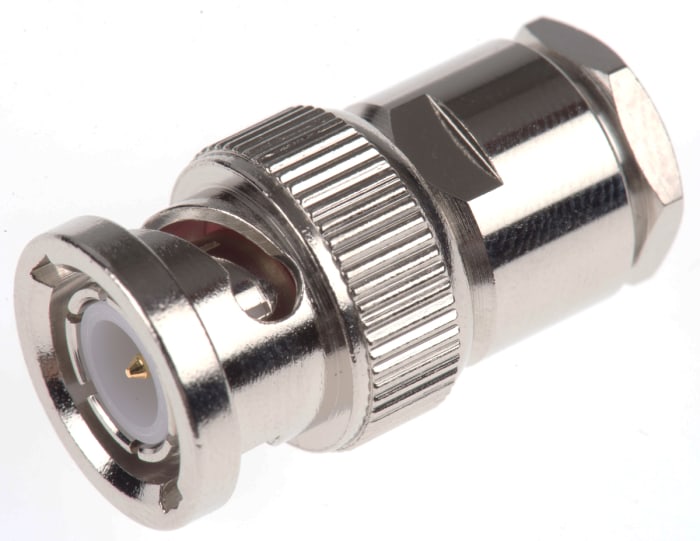 Connecteur BNC Amphenol RF Mâle Droit, raccordement Cage à ressort 50Ω Montage sur câble