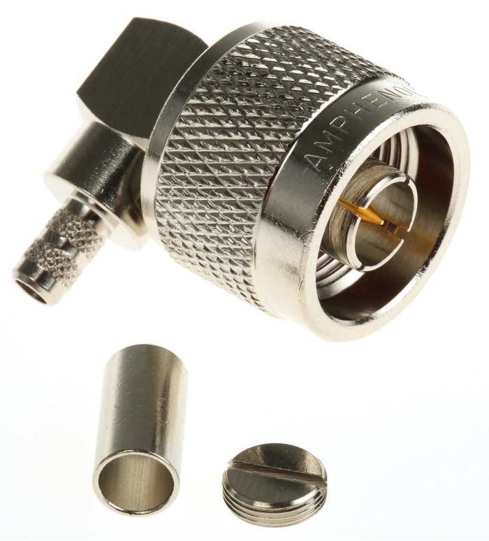 Amphenol RF, Plug Cable Mount N Connector, 50Ω, Crimp Termination, Right Angle Body