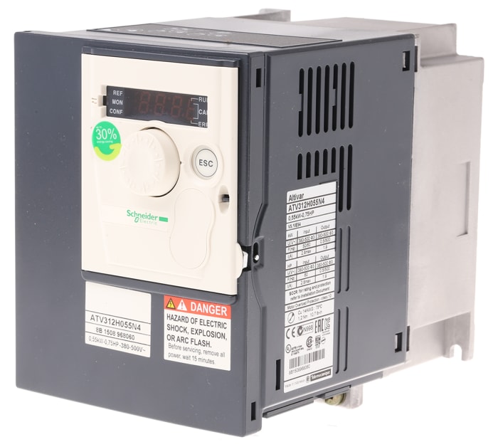 Schneider Electric Inverter Drive, 0.55 kW, 3 Phase, 400 V, 2.8 A, ALTIVAR 312 Series