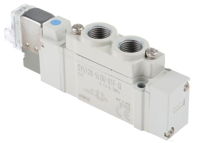 SMC 5/2 Pneumatic Solenoid Valve - Solenoid/Pilot G 1/8 SY5000 Series 24V dc