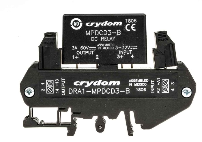 Sensata Crydom DRA1-MP Series Solid State Interface Relay, 32 V dc Control, 3 A Load, DIN Rail Mount