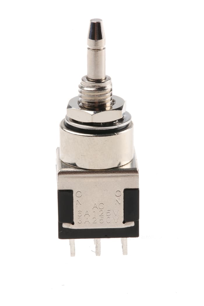 KNITTER-SWITCH Miniature Push Button Switch, Latching, Panel Mount, 5.6mm Cutout, DPDT, 125/250V ac, IP67