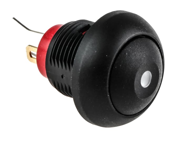 KNITTER-SWITCH Illuminated Miniature Push Button Switch, Momentary, Panel Mount, 12.9mm Cutout, SPST, Green LED, IP67