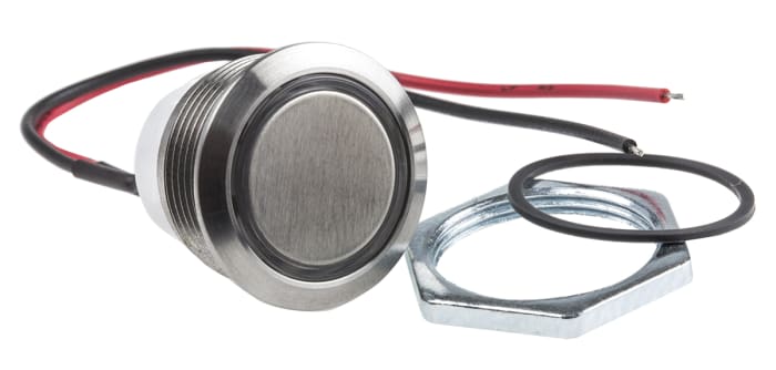 ITW Switches 48M Series Illuminated Push Button Switch, Momentary, Panel Mount, 19.43mm Cutout, SPST, Green LED, 48V