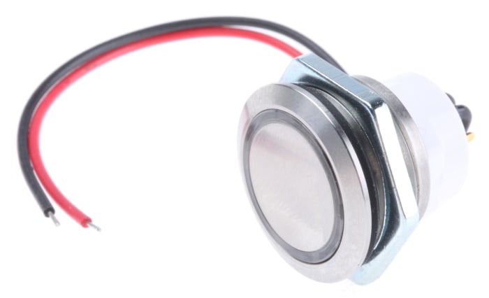 ITW Switches 48M Series Illuminated Push Button Switch, Latching, Panel Mount, 19.43mm Cutout, SPST, Red LED, 48V dc,