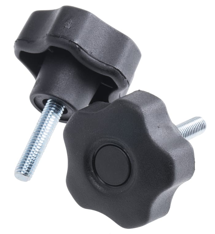 Poignée étoile goujon acier M6x25 40 dia