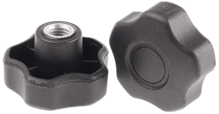 RS PRO Black Polypropylene Multiple Lobes Clamping Knob, M10, Female