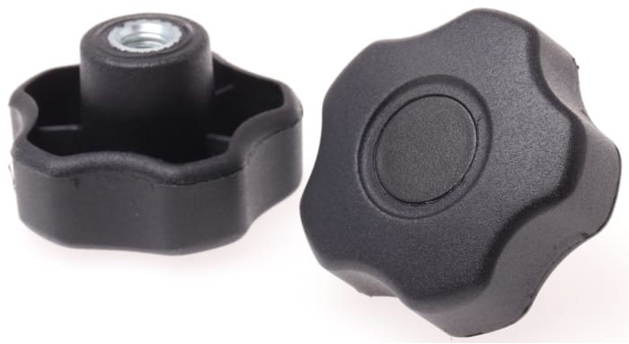 RS PRO Black Multiple Lobes Clamping Knob, M8, Threaded Hole