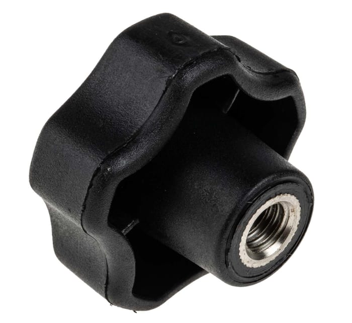 RS PRO Black Multiple Lobes Clamping Knob, M8, Threaded Hole