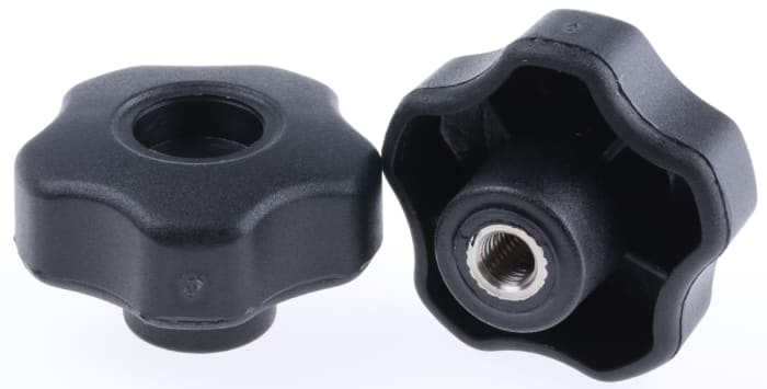 Poignée étoile insert acier inox M8x12