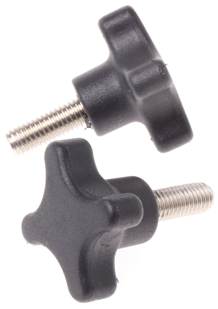 Poignée étoile goujon acier inox M8x20
