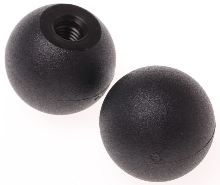 RS PRO Black Polyamide 6 Ball Clamping Knob, Threaded Through Hole