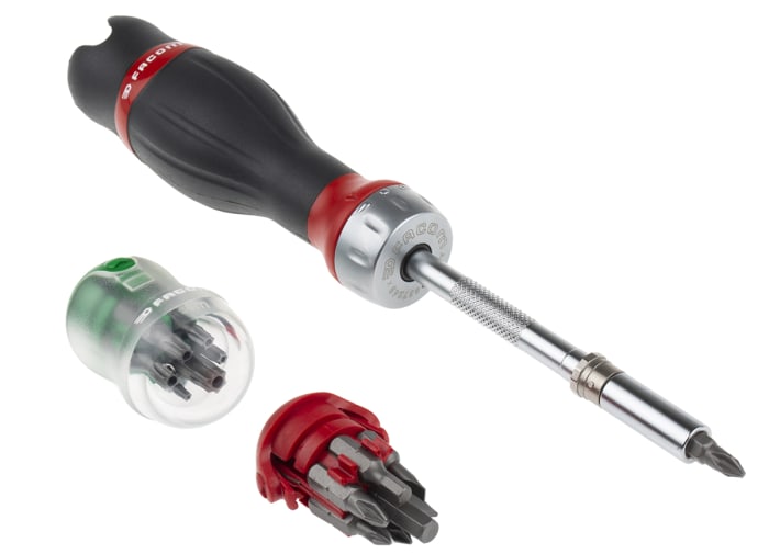 Facom Hexagon Slotted; Phillips; Pozidriv; Hexagon Ratchet Screwdriver, 225 mm length