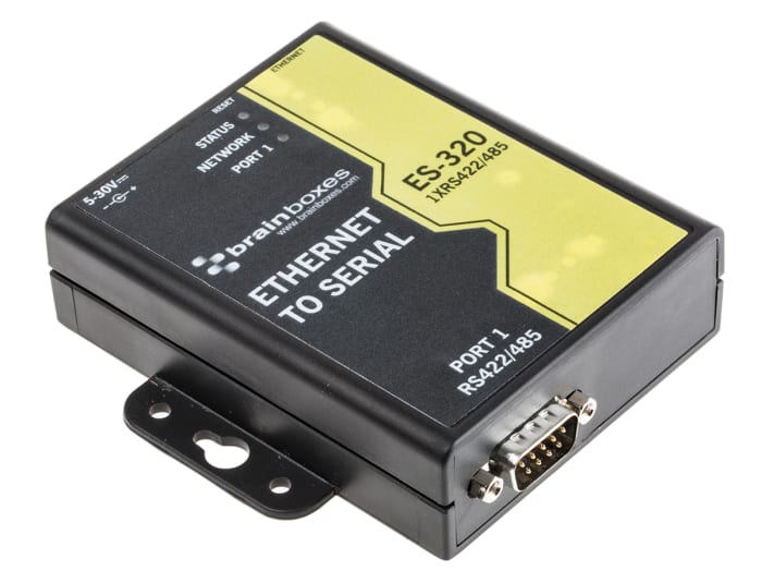 Brainboxes Serial Device Server, 1 Ethernet Port, 1 Serial Port, RS422, RS485 Interface, 1Mbit/s Baud Rate