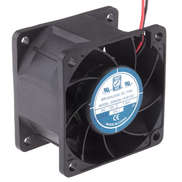 RS PRO Axial Fan, 12 V dc, DC Operation, 103.6m³/h, 17W, 1.42A Max, 60 x 60 x 38mm