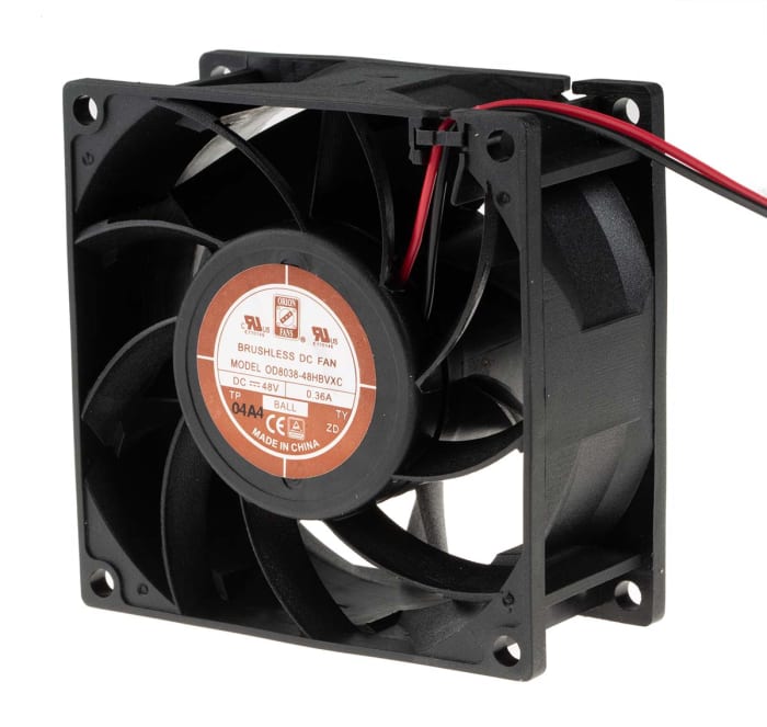 RS PRO Axial Fan, 48 V dc, DC Operation, 168.2m³/h, 14W, 300mA Max, 80 x 80 x 38mm