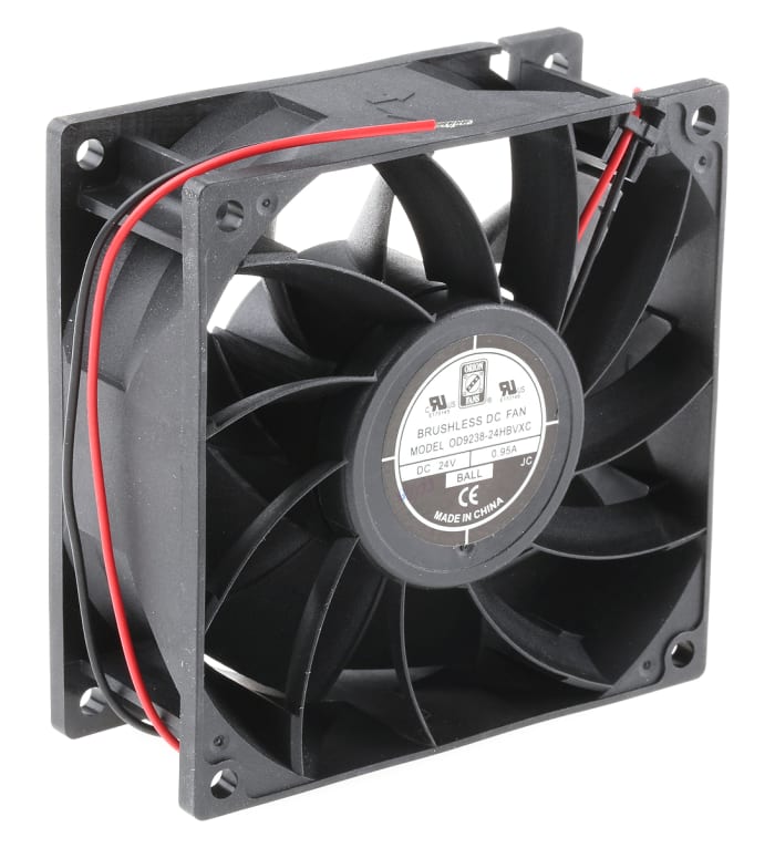 RS PRO Axial Fan, 24 V dc, DC Operation, 229.4m³/h, 16W, 700mA Max, 92 x 92 x 38mm