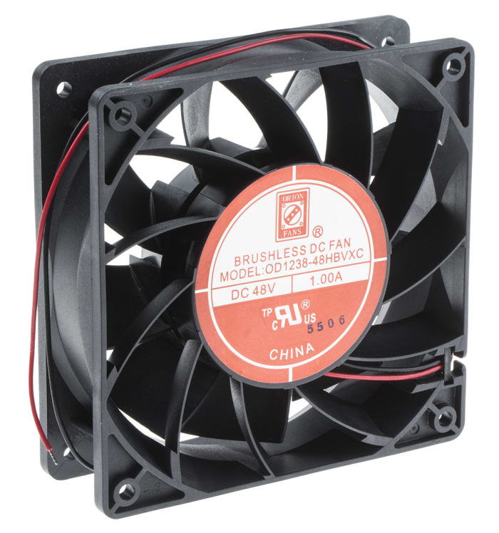 Ventilador Axial RS PRO de 120 x 120 x 38mm, 48 V dc, 48W, 5000rpm, caudal 383.9m³/h, 65dB