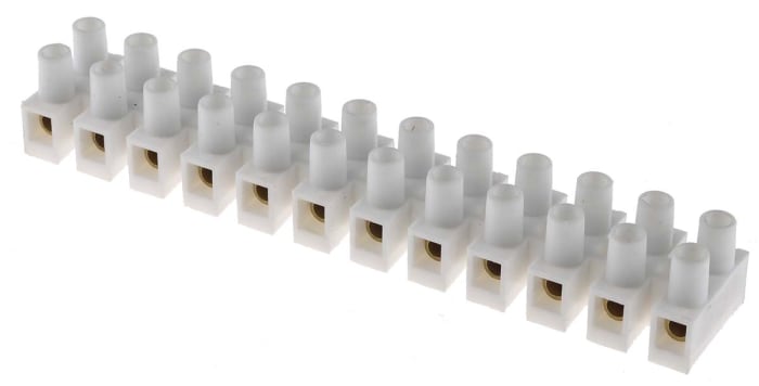 RS PRO Non-Fused Terminal Block, 12-Way, 24A, 12 AWG Wire, Screw Down Termination