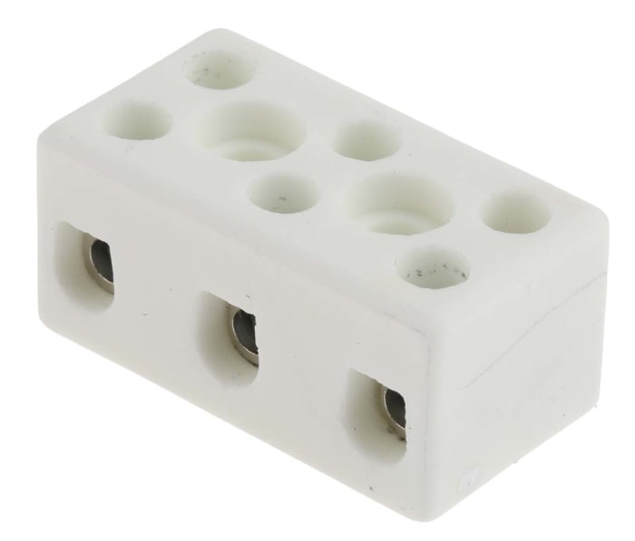 Clema RS PRO de 3 vías, para cable de 12 AWG, 32A, 450 V, Sujeto con Tornillo, de color Blanco