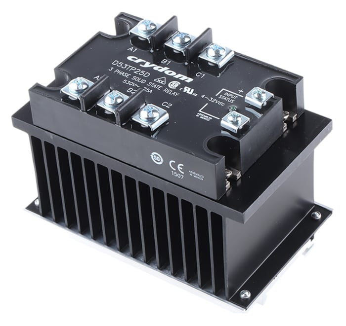 Relé de estado sólido Sensata Crydom HS103DR, control 3 → 32 V dc, carga 48 → 530V ac, 55 A máx., montaje