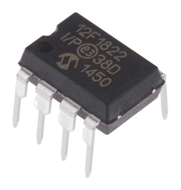 Microchip, 8bit PIC, PIC12F Microcontroller, 32MHz, 2K x 14 words, 256 B Flash, 8-Pin PDIP