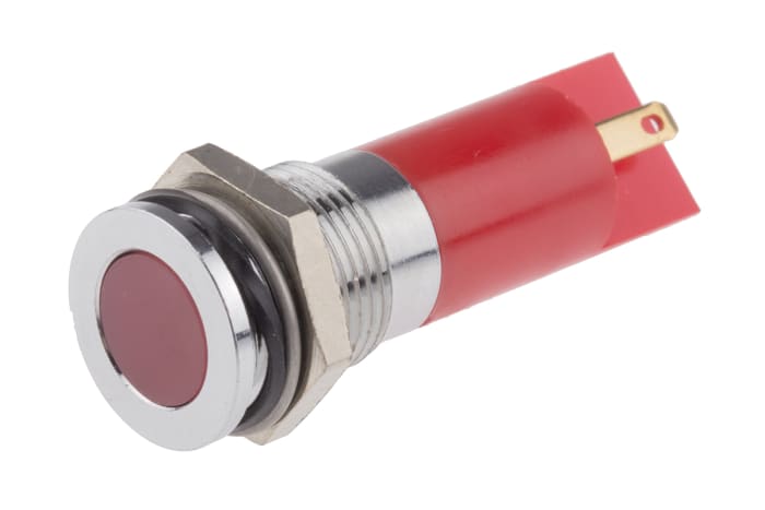 RS PRO Red Panel Mount Indicator, 220V ac, 14mm Mounting Hole Size, Solder Tab Termination, IP67