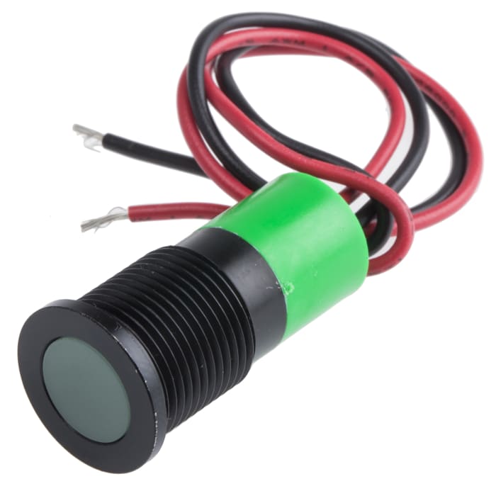 RS PRO Green Panel Mount Indicator, 24V dc, Lead Wire Termination, IP67
