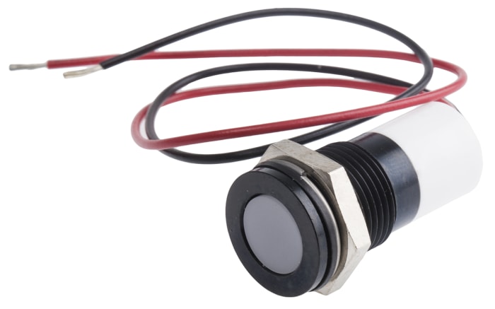 RS PRO White Panel Mount Indicator, 24V dc, Lead Wire Termination, IP67