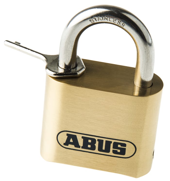 ABUS Key Weatherproof Brass, Stainless Steel Weatherproof Padlock, 8mm Shackle, 53mm Body