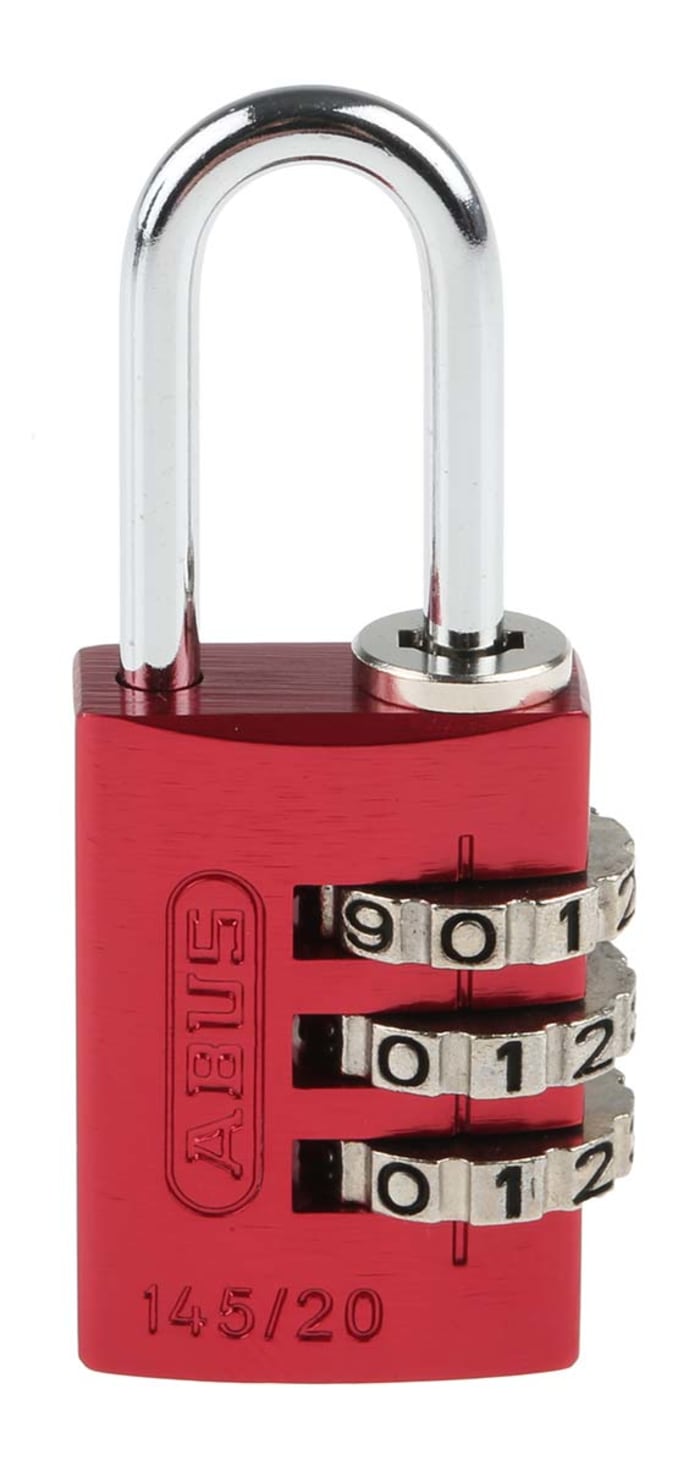 ABUS 145/20 Combination Weatherproof Aluminium, Steel Safety Padlock, 3mm Shackle, 20mm Body