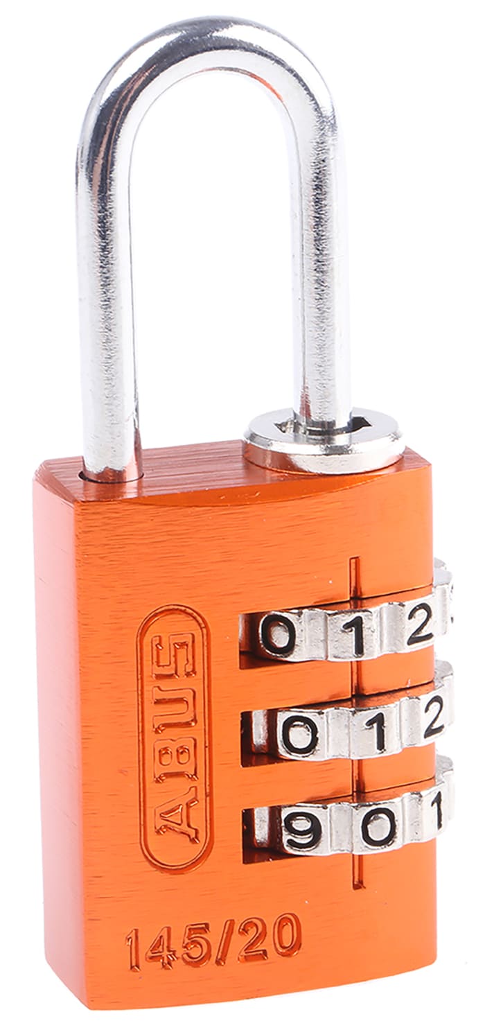 ABUS 145/20 Combination Weatherproof Aluminium, Steel Safety Padlock, 3mm Shackle, 20mm Body