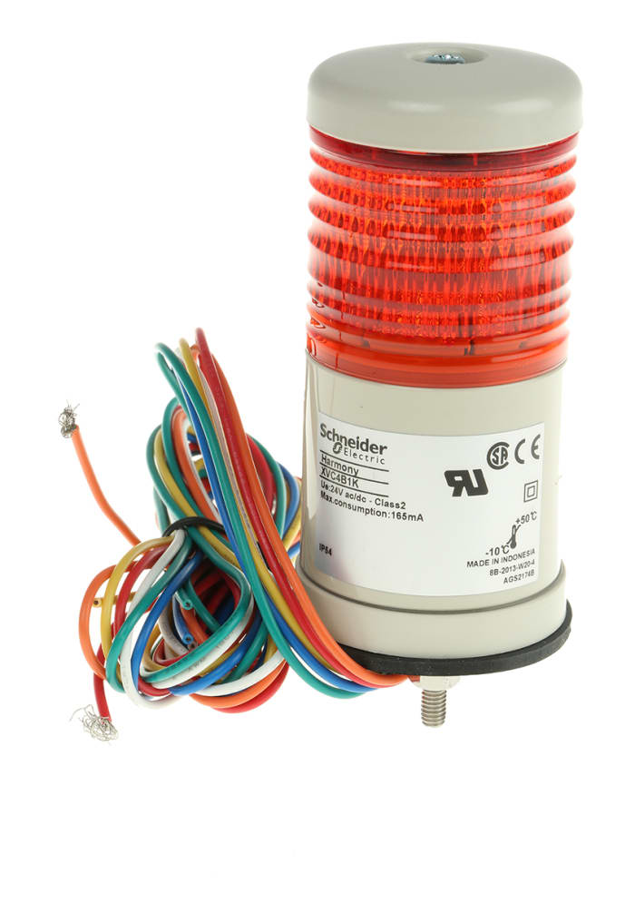 Schneider Electric Harmony XVC4 Series Red Signal Tower, 1 Lights, 24 V ac/dc, Surface Mount
