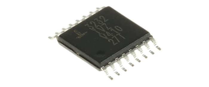Intersil ICL3232IVZ, Line Transceiver, RS-232 2-TX 2-RX 2-TRX, 3.3 V, 5 V, 16-Pin TSSOP