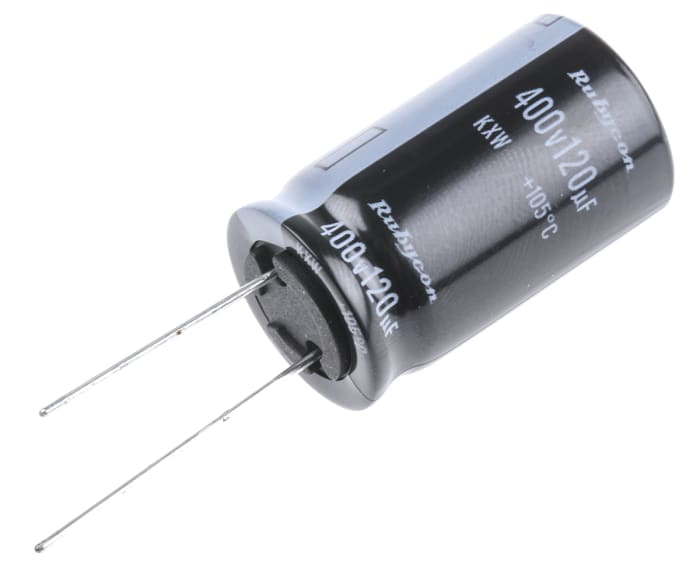 Rubycon 120μF Aluminium Electrolytic Capacitor 400V dc, Radial, Through Hole - 400KXW120MEFC18X30
