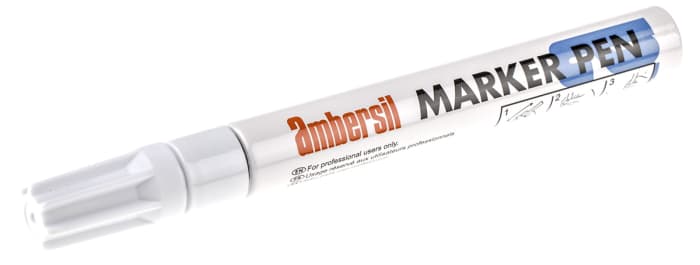 Marqueur peinture Blanc Ambersil AMBERSIL, pointe de 3mm compatible sur Carton, Verre, Métal, Papier, Plastique,