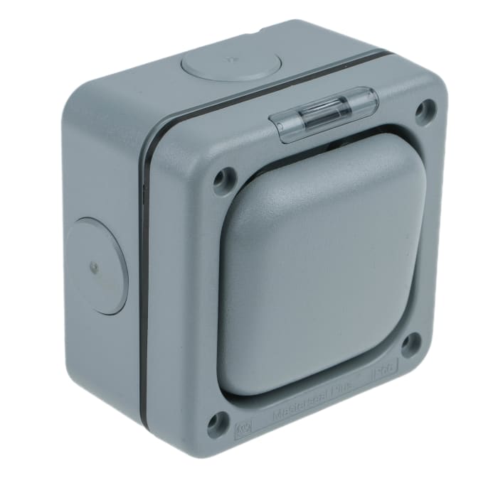 MK Electric Grey Outdoor Light Switch, 2 Way, 1 Gang, Masterseal